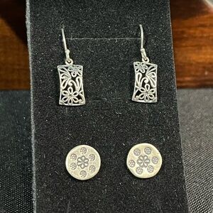 Vintage 925 sterling silver pierced earrings lot flowers dangle stud